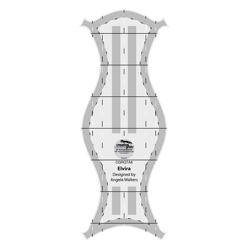 Creative Grids Machine Quilting Tool Elvira â€“ CGRQTA6 â€“ Made in USA, Non-Slip Grip Acrylic Quilting & Sewing Template Ruler for Free-Motion quilt Patchwork Design on Domestic Sewing & Longarm Machines - Image 1